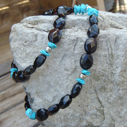 Collier onyx et turquoise