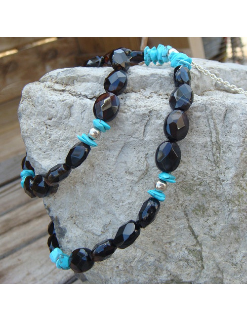 Collier onyx et turquoise