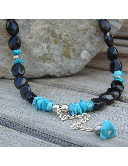 Collier onyx et turquoise