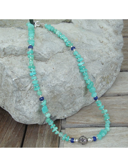 Collier chrysoprase et lapis lazuli