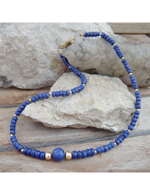 Collier lapis lazuli et pl or 3µ