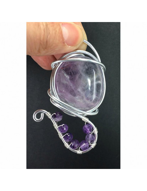 Pendentif en améthyste cristaux
