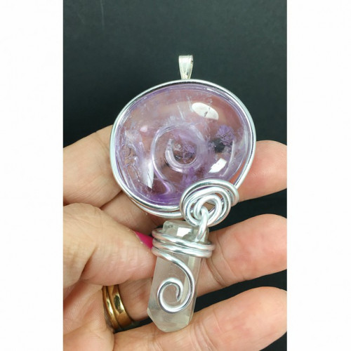 Pendentif en améthyste cristaux