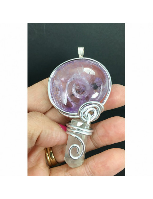 Pendentif en améthyste cristaux