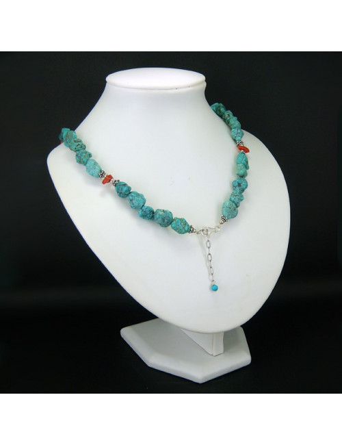 Collier turquoise et corail