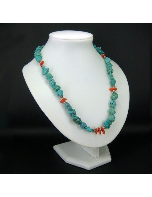 Collier turquoise et corail