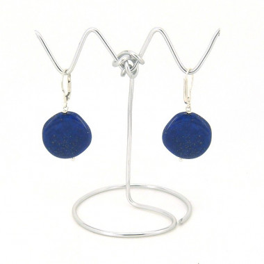 Boucles d'oreilles lapis lazuli et swarovski noir