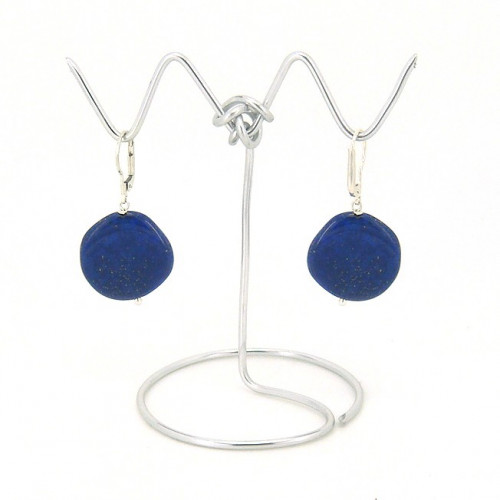 Boucles d'oreilles lapis lazuli et swarovski noir