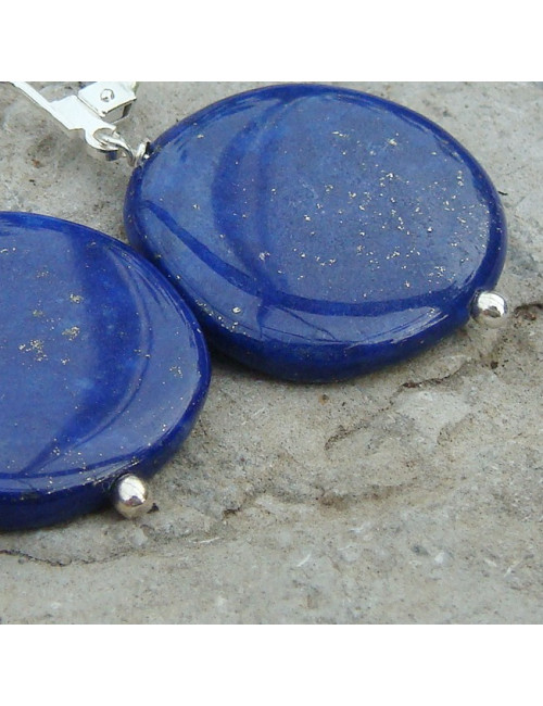 Boucles d'oreilles lapis lazuli et swarovski noir