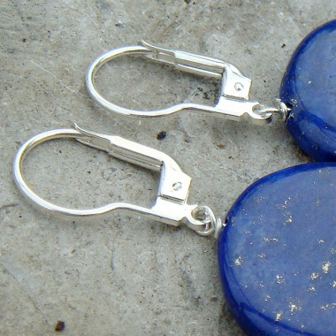 Boucles d'oreilles lapis lazuli et swarovski noir