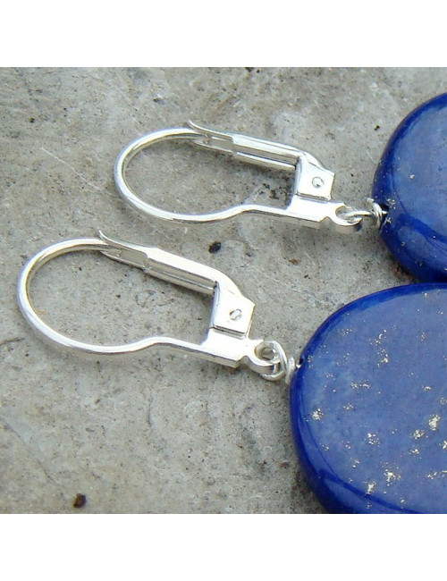 Boucles d'oreilles lapis lazuli et swarovski noir
