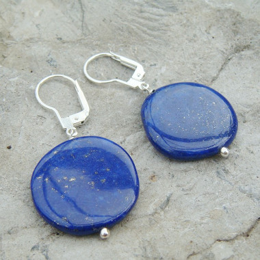 Boucles d'oreilles lapis lazuli et swarovski noir
