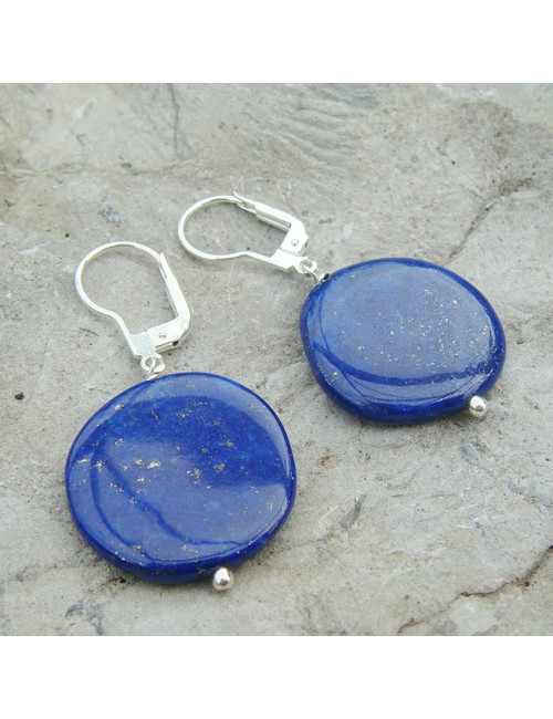 Boucles d'oreilles lapis lazuli et swarovski noir