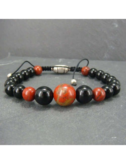 Bracelet homme onyx et jaspe bréchique