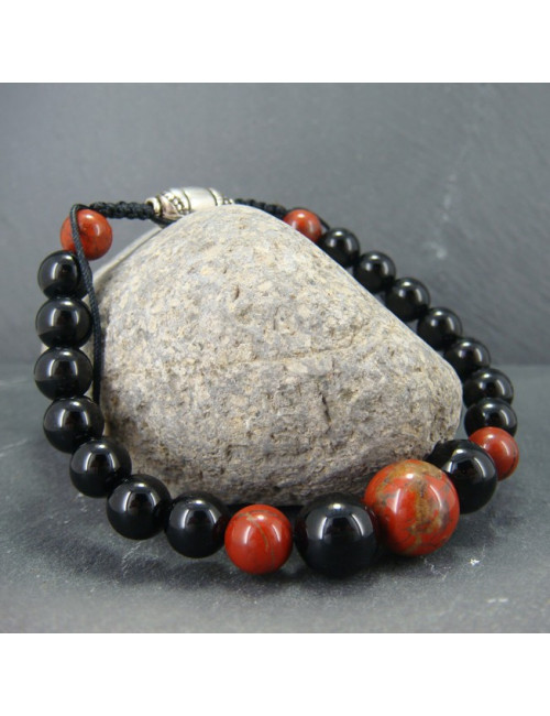 Bracelet homme onyx et jaspe bréchique