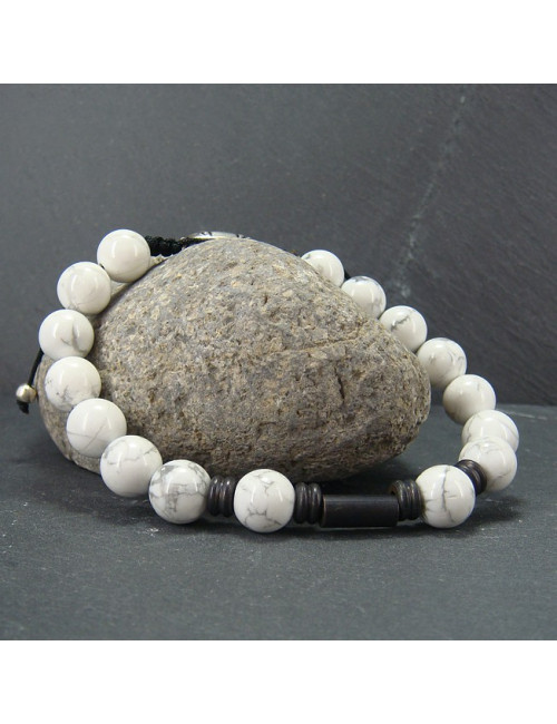 Bracelet homme howlite et pierre de lave