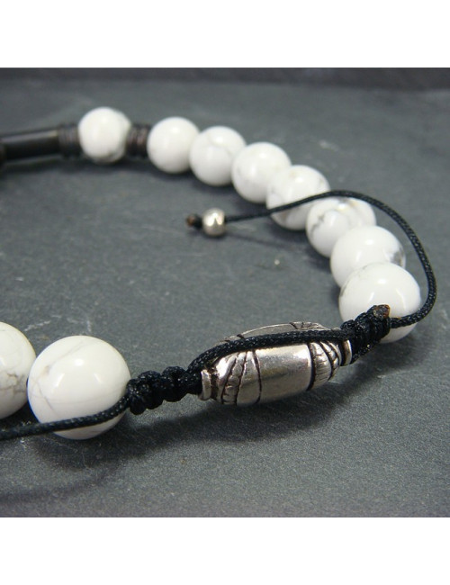 Bracelet homme howlite et pierre de lave