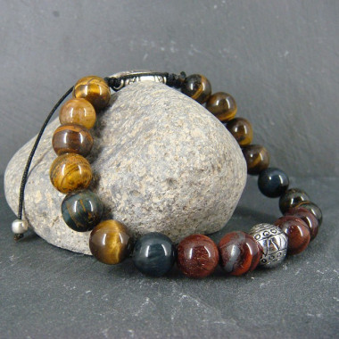 Bracelet homme oeil de tigre et hématite