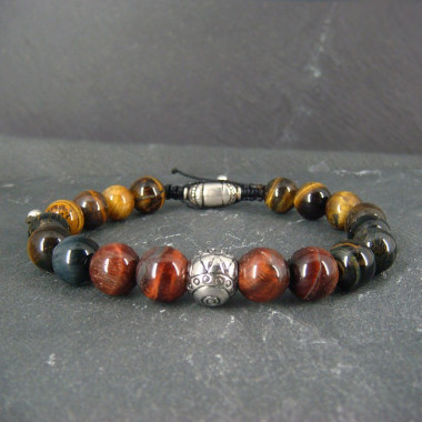 Bracelet homme oeil de tigre et hématite