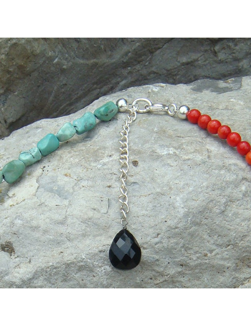 Collier turquoise et corail
