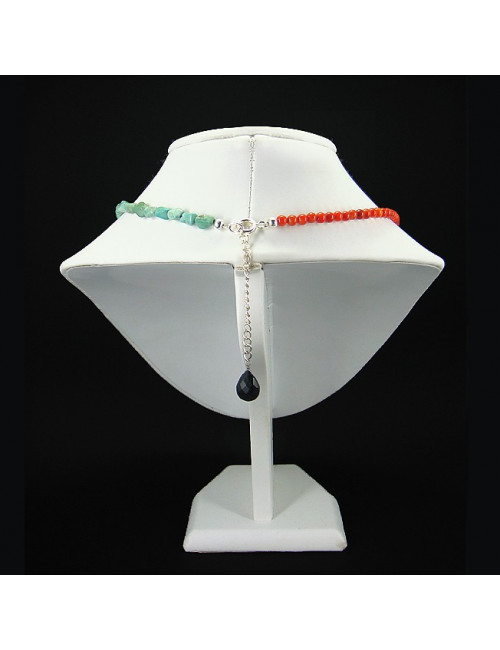Collier turquoise et corail