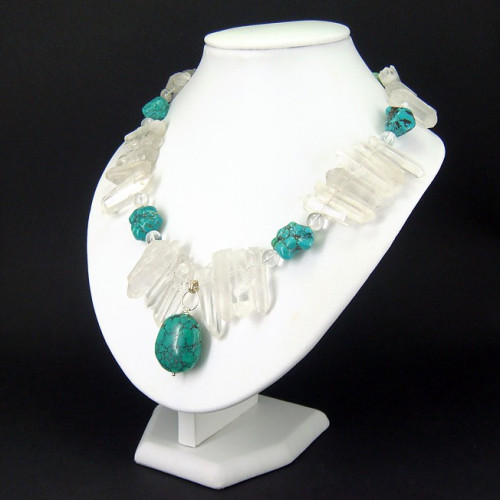 Collier turquoise et cristal de roche