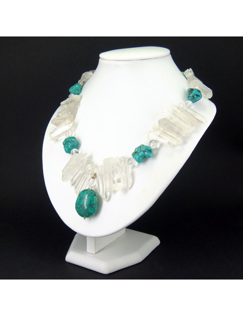Collier turquoise et cristal de roche