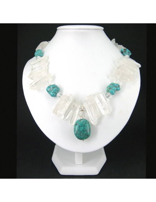 Collier turquoise et cristal de roche