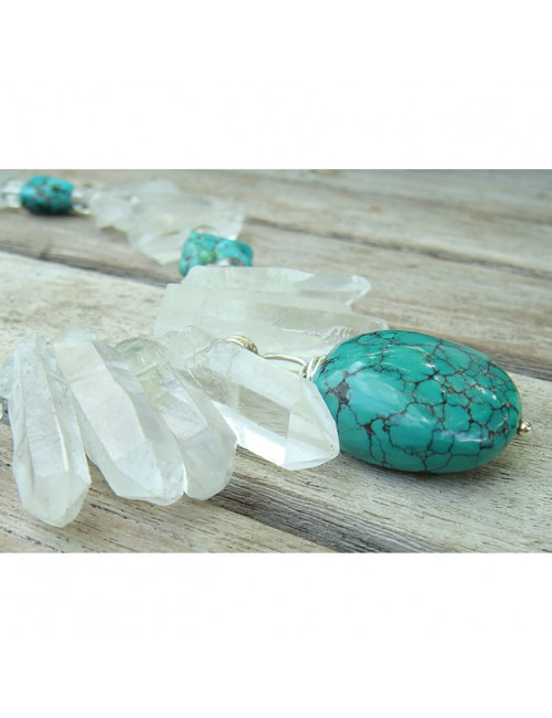 Collier turquoise et cristal de roche