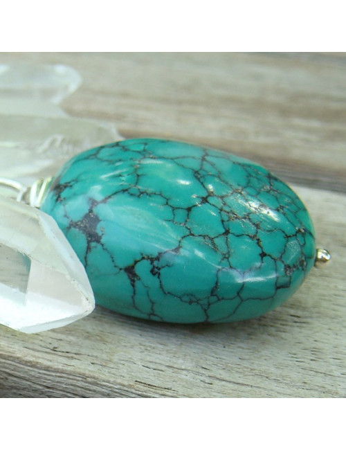 Collier turquoise et cristal de roche