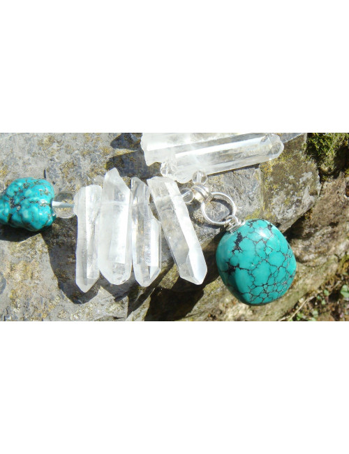 Collier turquoise et cristal de roche