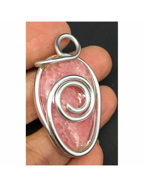 Pendentif énergétique cabochon rhodochrosite