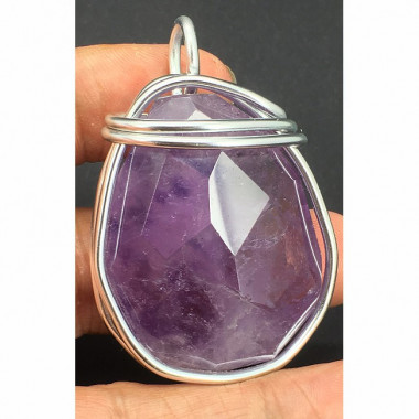 Pendentif en améthyste cristaux