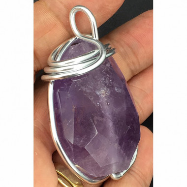 Pendentif en améthyste cristaux