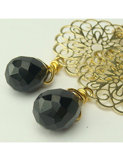 Boucles d'oreilles onyx et plaqué or