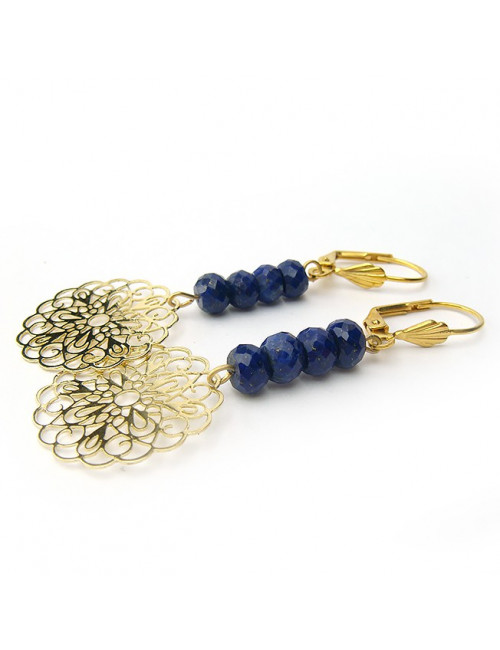 Boucles d'oreilles Lapis lazuli et plaqué or