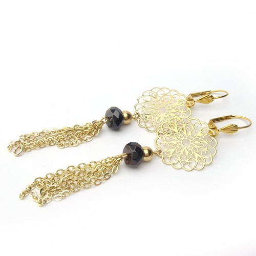 Boucles d'oreilles grenat et plaqué or