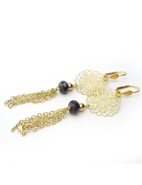Boucles d'oreilles grenat et plaqué or