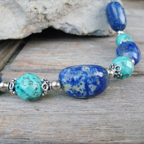 Collier lapis lazuli et turquoise