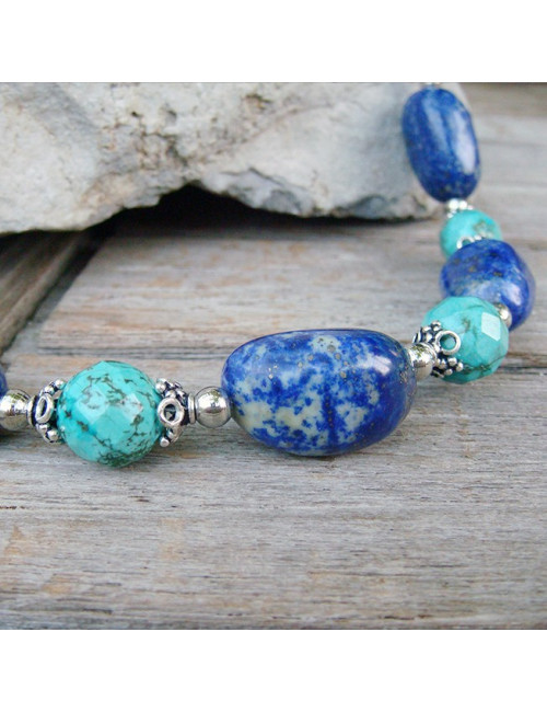 Collier lapis lazuli et turquoise