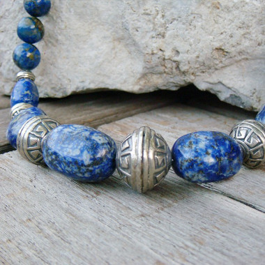 Collier lapis lazuli et onyx