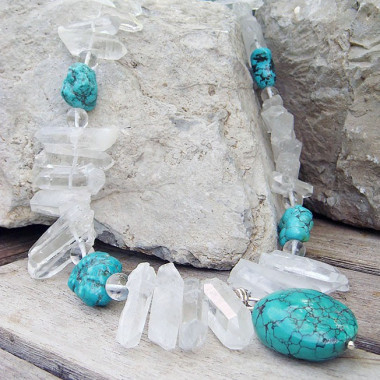 Collier turquoise et corail
