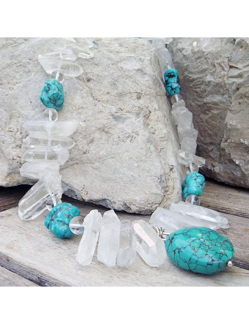 Collier turquoise et cristal de roche