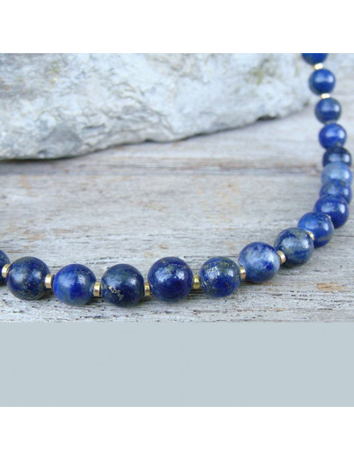 Collier lapis lazuli et plaqué or