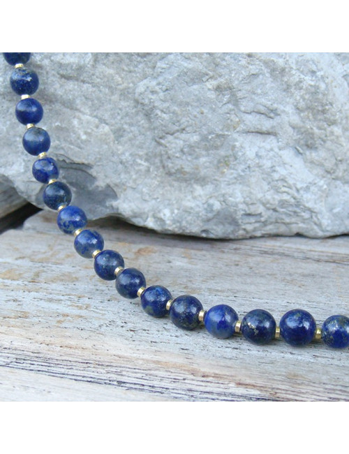 Collier lapis lazuli et plaqué or