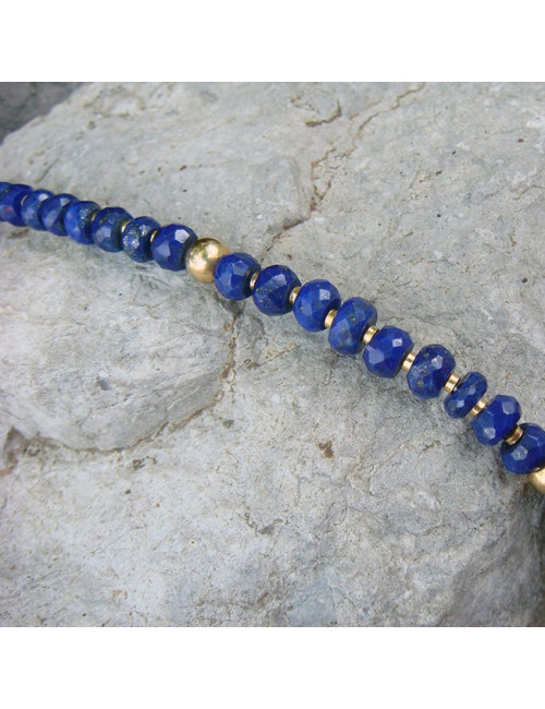 Collier lapis lazuli facetté et plaqué or