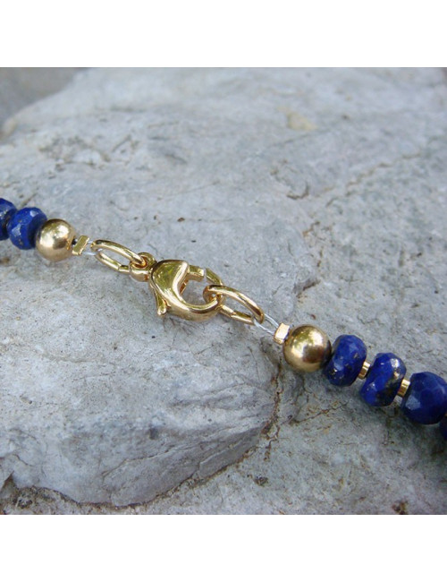 Collier lapis lazuli facetté et plaqué or