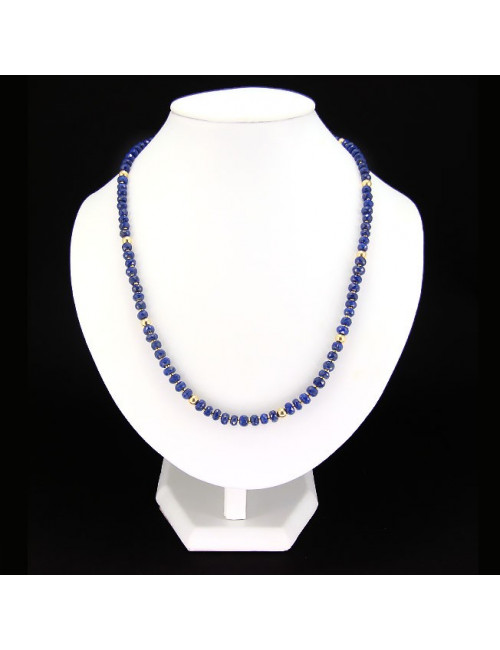 Collier lapis lazuli facetté et plaqué or