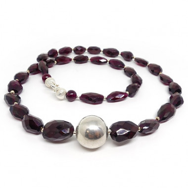 Collier grenat facetté et argent 925