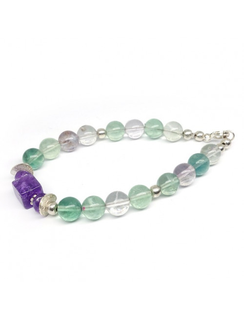 Bracelet en fluorite et améthyste